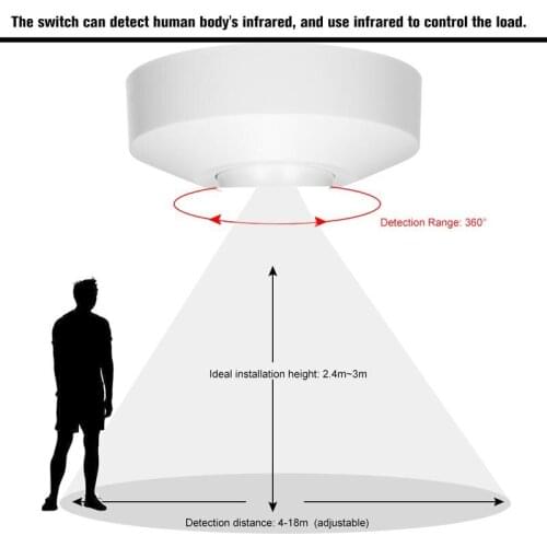 220V 110V 1200W Microwave Radar Sensor PIR Occupancy Body Motion Detector Light Switch