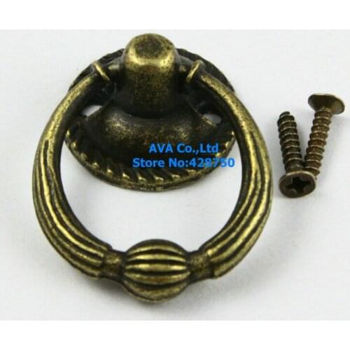 25 Pieces Antique Brass Furniture Handle Cabinet Knob Jewelry Box Handle Knob Drawer Pull / 33x39mm