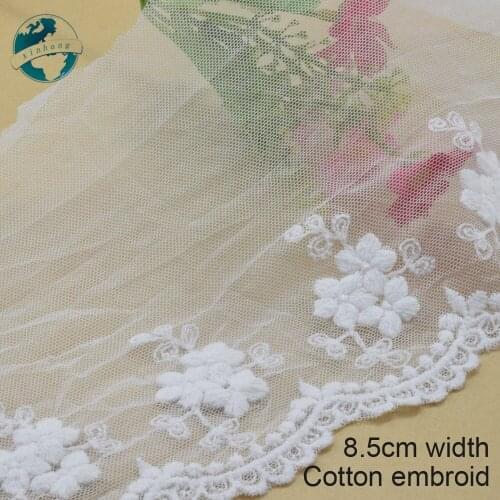 3yards 8.5cm white lace cotton embroidery lace french lace ribbon fabric guipure diy trims warp knitting sewing Accessories#3047