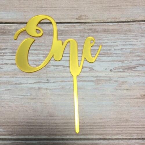 5pcs one 1st birthday baby acrylic cake topper gold happy first birthday cake topper