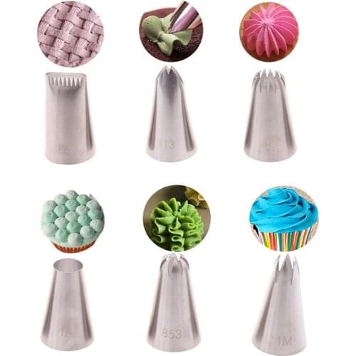 6PC Stainless Steel Decorating Mouth Lcing Piping Nozzles Bakery DIY Cake Making Cream Kitchen Pastry Decorating Baking Tools