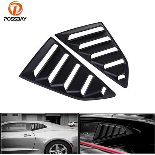 POSSBAY A Pair Car Side Window Louver Vent Scoop Black ABS Decoration Rear Windows Stickers for Chevy Camaro Coupe 2016-2018