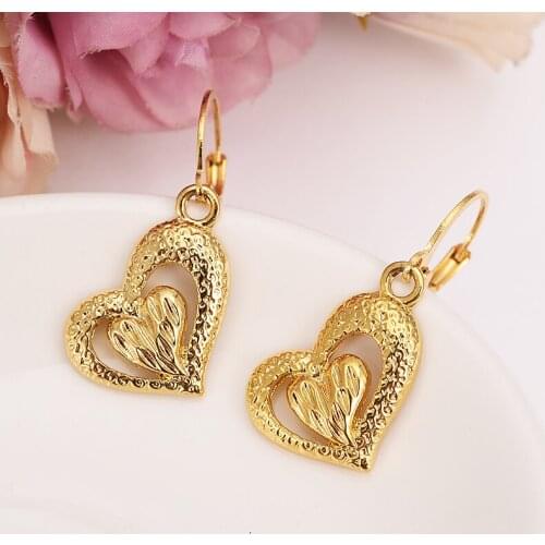 Bangrui Heart Earring For Girls/Ladies Birthday Gift Trendy Gold Color Engagement /Wedding Bands Promise Earring