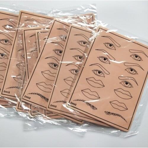 Free Shipping 10 Pcs/Lot Tattoo Practice Skin Professional Permanent Makeup Eyebrow Eyes Lips Training Skin Set For Beginners
