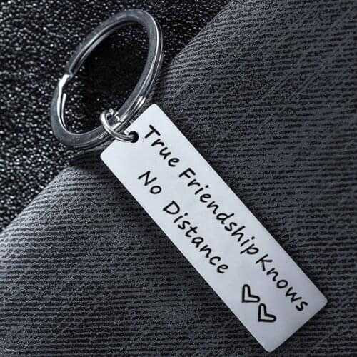 Key Chain Best Friend Keychain Long Distance Friendship Keyring True Friendship Knows No Distance Gift BFF Keychain