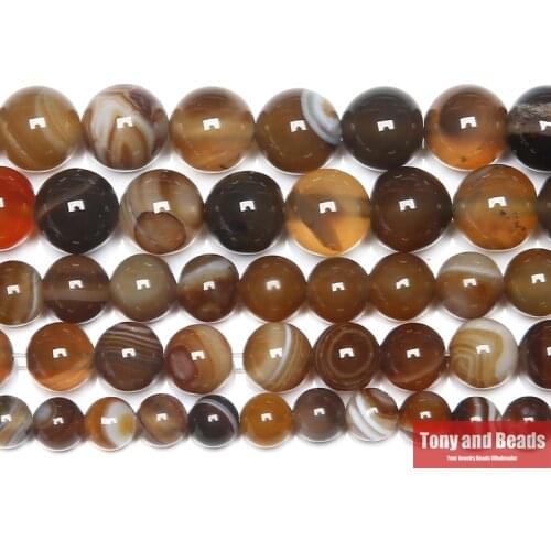 15" Strand Natural Stone Banded Brown Lace Agates Round Loose Beads 4 6 8 10 12MM Pick Size For Jewelry Making