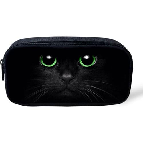 HaoYun Kids Pencil Case Black Cats Print Pattern Students Stationery Box School Pen Bags Cartoon Animal Design Girls Beauticians