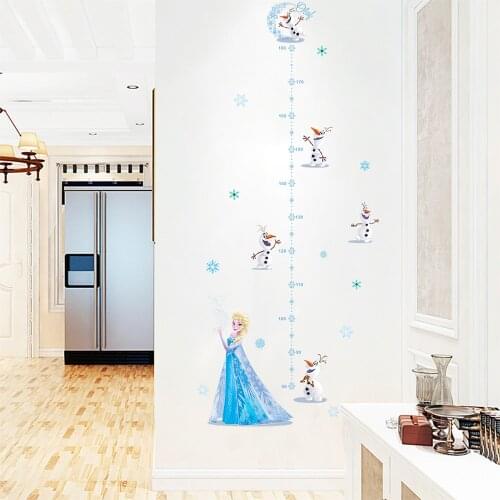 Disney Olaf Elsa Height Measure Wall Stickers For Kids Room Home Decoration Frozen Decals Anime Movie Mural Art Growth Chart