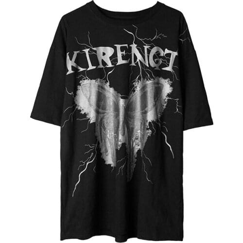 Mens T shirt Hip Hop Streetwear Harajuku T-shirt Lightning butterfly Print Summer Cotton Casual Tshirt Short Sleeve Loose Tops