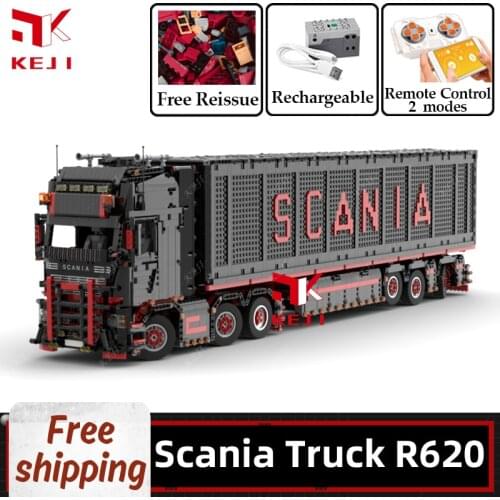 KEJI Scania Truck R 620 Trailer Engineering Vehicle RC Remote Control Building Blocks Model Bricks Kit Kids Toys Gift