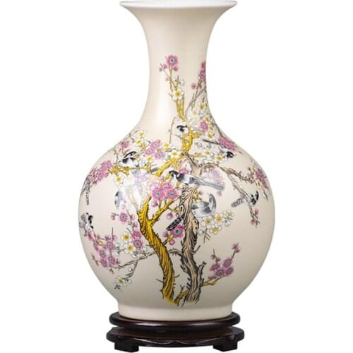 Keramik Große Flower Vase Neuen Stil Goldene Pflaume Wohnzimmer Einrichtungsartikel Living Room Decoration Jardiniere Exterieur