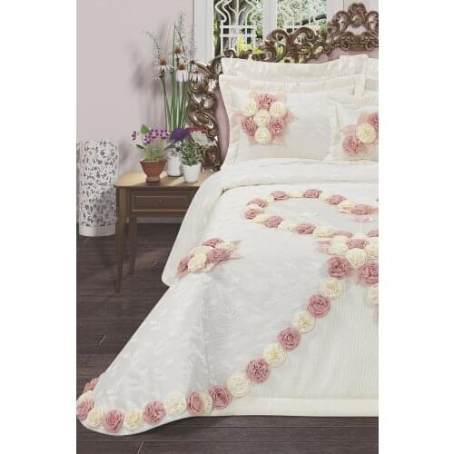 6 piece Double Bed Cover Set Rose Detail Quilted Bed Cover Models