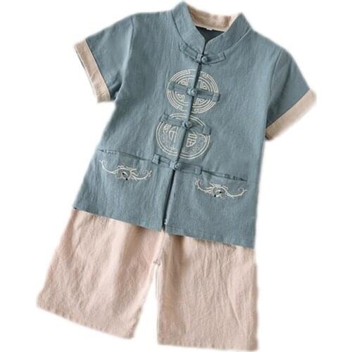 Boys Chinese Style Costumes Hanfu Costumes Childrens Tang Suits Boys Vestido Chino Cheongsam Chinese Shirt