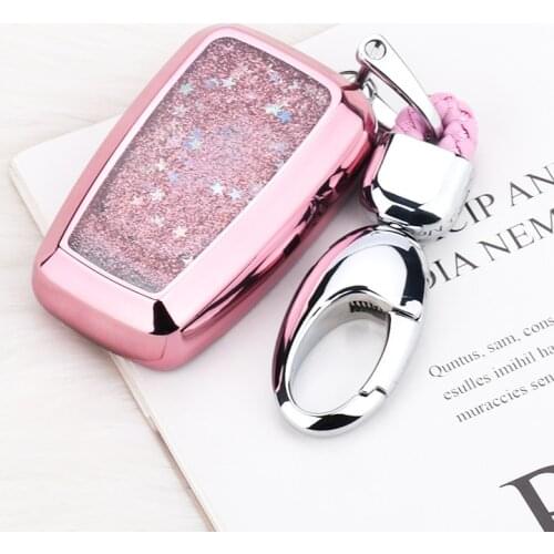 High quality Quicksand Soft TPU Car Key Cover Case Shell For Toyota Camry Corolla C-HR CHR Prado 2018 keyring chain Accessories