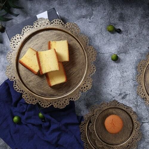 Round Candy Dessert Dish Wedding Party Cake Decoration Plate Metal Home Storage Serving Tray Candy Desert Dish