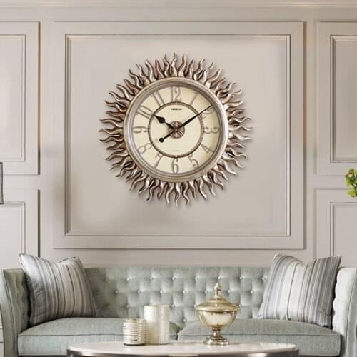 Classic Art Wall Clock Flower Quartz Vintage Rustic Novelty Wall Clock Living Clock Modern Large Zegar Scienny Clocks BY50WC