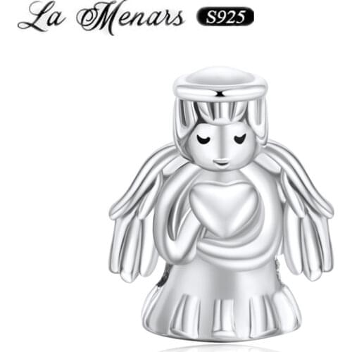 La Menars New Angel Love Bead Fit Original Pandora Charm Bracelet Genuine 925 Sterling Silver For Women Jewelry DIY Making