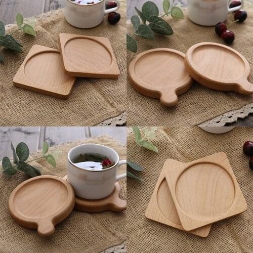 Durable Wooden Coaster Beech Tea Coaster Potholder Non-slip Coffee Cup Mat Square Round Solid Wood Coaster insulation pad
