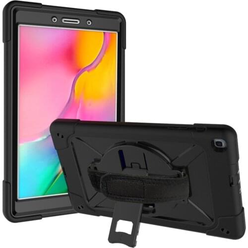 Durable Silicone Case with Hand Strap and Kickstand for Samsung Galaxy Tab A 8.0 2019 T290 T295 T297 Tablet Cover+Stylus