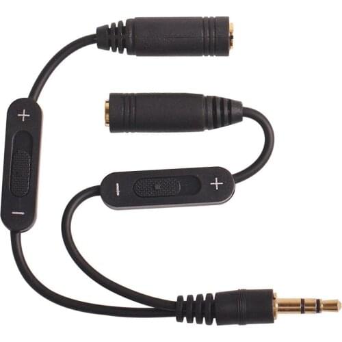 3.5 jack Splitter Male to 2 Female Jack 3.5mm Stereo Audio Cable Y Splitter Adapter Volume Control Headphone Phone AUX Cable