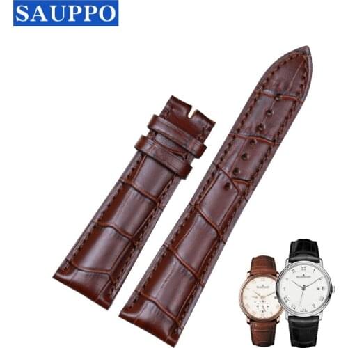SAUPPO Genuine-Leather Watch Strap 20mm/22mm Suitable for Blancpain Calfskin Leather Black Brown Navy Blue Perfect Model