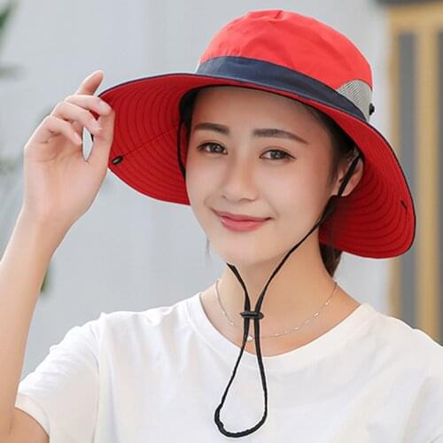 Summer Adjustable Uv Protection Hats Women Outdoor Uv Protection Foldable Mesh Wide Beach Fishing Hat Bucket Cap Travel Cap