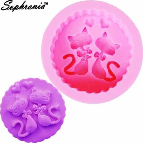 Sophronia Double Lover Fox Candle Wax Silicone Soap Mold Clay Mold Chocolate Cake Moulds Fondant Cake Decoration Tools m930