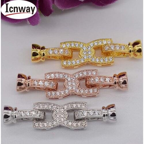 Rhinestone inlay Gold&silver Plated Clasps 3.5cm For DIY bracelet necklace Free shipping wholesale