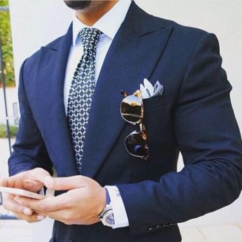 Navy Blue High Quality Suit For Men Slim Fit Latest Coat Pant Designs Daily Custom Tailor Tuxedo 2 Pieces Blazer Masculino