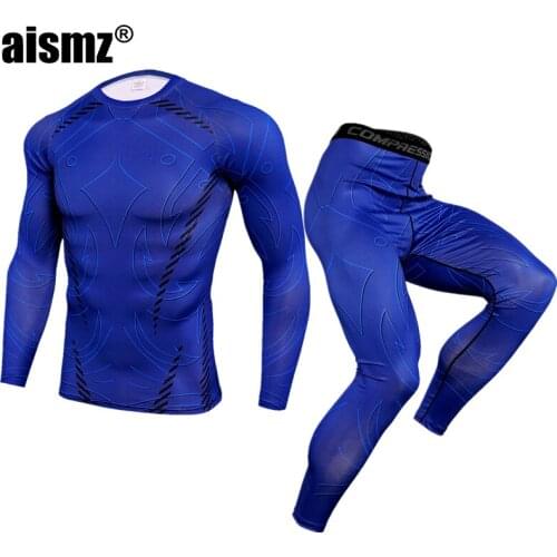 Aismz Thermal Underwear Men Sets Quick Dry Stretch Thermo Underwear Compression Warm Male Long Johns Fitness Man Leggings Bodyho