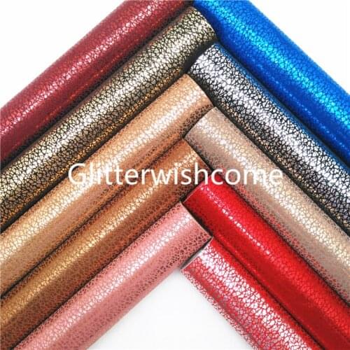 Glitterwishcome 21X29CM A4 Size Metallic Diamond Grain Vintage Synthetic Leather Faux Fabric Sheets for Bows, GM963A