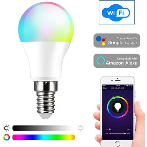 WiFi Smart Bulb E14 6W LED RGB Light Lamp Dimmable Timer Function Decor Home Smart Life App Control Work With Alexa Google Home