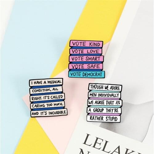 Funny Letter Enamel Pins Vote Kind Medical Badges Fashion for Women Kids Lapel Brooches Jackets Shirt Bag Button Pin Men Jewelry