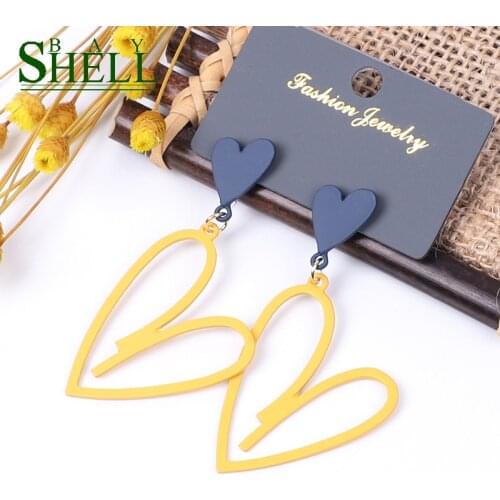 Shell bay Women Heart Earrings Jewelry Cute Drop Earrings Women Fashion Earrings Bohemian Multicolor Love Statement Small gifts