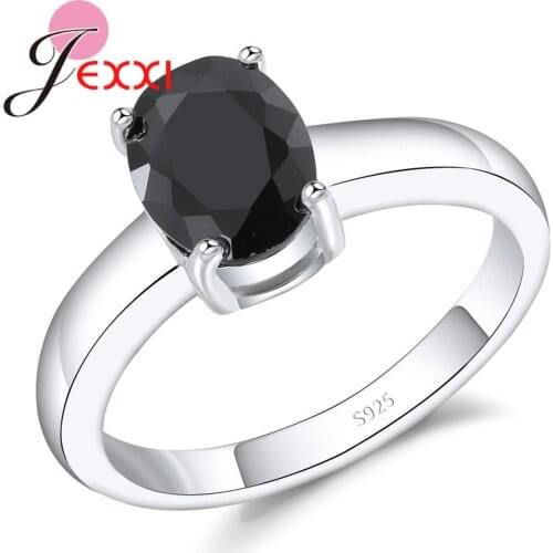 Top Quality 925 Sterling Silver Ring For Women Lady Zircon Popular Black Crystal Engagement Party Lover Gift Dropshipping