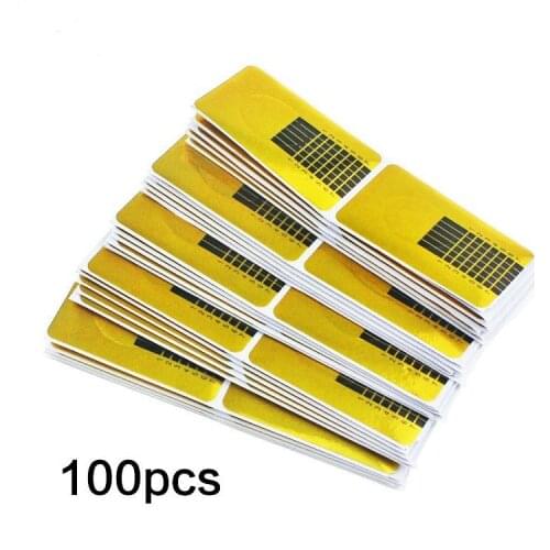 100PCS Nail Forms Nail Art Sculpting Acrylic UV Gel Tips Golden Paper Forms Extending Nail Extension Tools Retail Wholesale