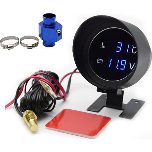 2 IN 1 Water Temperature Gauge Digital Led 1/8NPT Voltmeter With Water Temp Joint Pipe Sensor Car Truck Motorcycle Universal