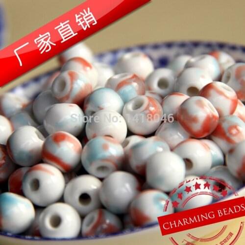 2017 NEW Chinoiserie 6mm 100pcs mixed Ceramic Ball Beads,Round Spacer Beads Fit Jewelry Diy Free Shipping CY005
