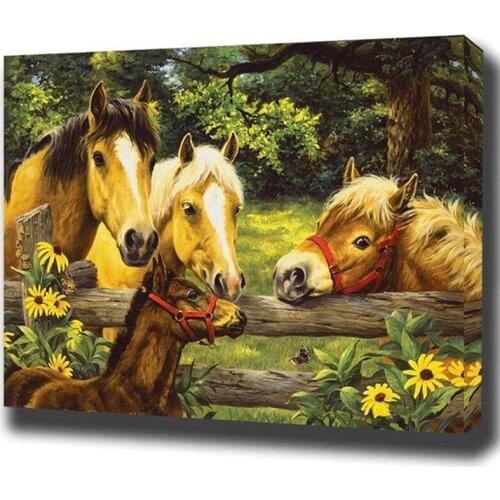 3D Diamond Embroidery Flower picture of Rhinestones Mosaic 5D DIY Diamond Painting Animal horse Full square /Round Decor FG1186