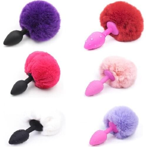 6 color for choose Silicone anal plug beads butt fox tail ball insert gay anus Erotic sex toys for men women