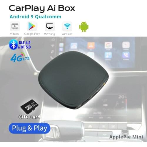 Applepie Mini Wireless CarPlay Ai Box Android 9 Qualcomm 4+64G Plug and Play Youtube Netfix for Benz Audi Nissan Hyundi Haval