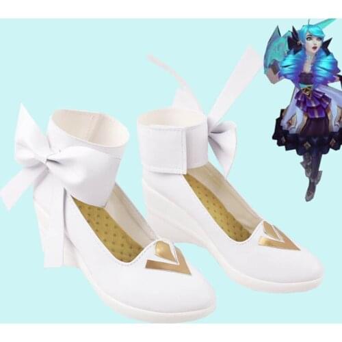 LOL Gwen White High Heel Cosplay Shoes Boots Halloween Cosplay Costume Accessories