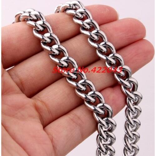 9mm Fashion 316L Stainless Steel Silver color Curb Cuban Chain Necklace Unisex Mens Womens Jewelry 7"-40"