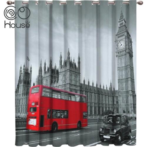 COCOHouse London Bus Bell Tower Window Treatments Curtains Valance Living Room Bedroom Curtains Outdoor Indoor Decor Curtain