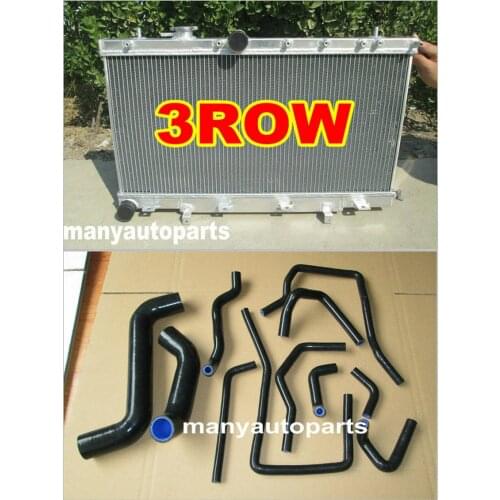 For Subaru Impreza WRX STI GG GD 1.6L/2.0L/2.5L 02-07 Aluminum Radiator&Bkack/red Hose 2003 2004 2005 2006 2007