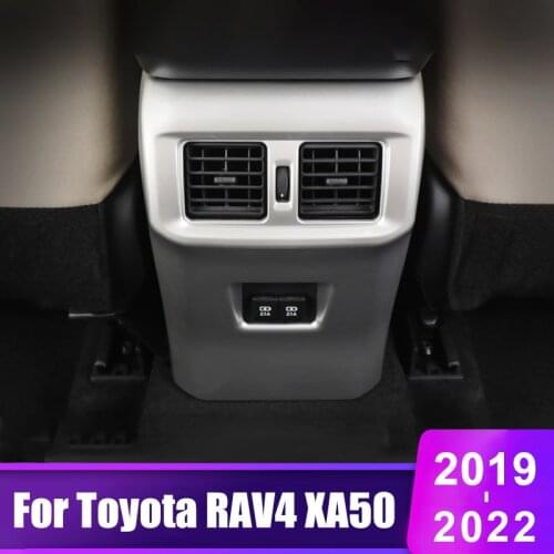 For Toyota RAV4 RAV 4 2019 2020 2021 XA50 ABS Car Rear Air Conditioning Vent Outlet Frame Cover Trim Car Sticker Accessories