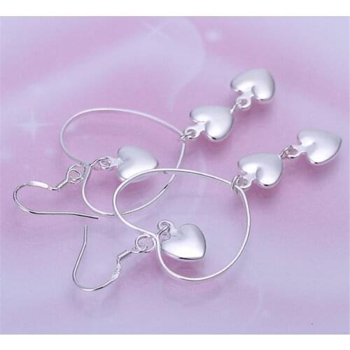 Factory price E176 wholesale Beautiful Pretty Heart Noble silver colorearring high quality fashion classic jewelry