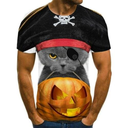 3D printing T-shirt mens womens cat animal print short-sleeved T-shirt fashion casual O-neck T-shirt 2021 polyester material
