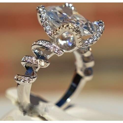 I & FDLK Fashion Women Rings Vintage Twist White Zircon Ring For Women Accessories Anniversary Engagement Wedding Jewelry Gift