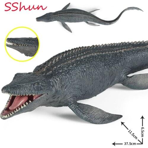 37.5*11.5*6.5CM Simulation Static Marine Toy Plastic Submarine Mosasaur Liopleurodon Simulation Marine Dinosaur Animal Model